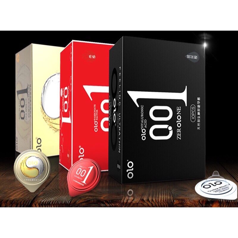 Bao Cao Su 001 OLO Đen Feeling Ultrathin Siêu Mỏng Lửa Băng 2 Trong 1 kéo dài thời gian - Hộp 10 BCS