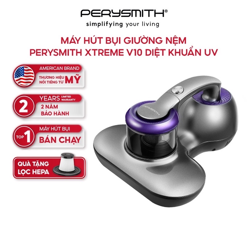Máy hút bụi cầm tay PerySmith Xtreme V10 - Đen xám, 0.6L, 338x285x200mm