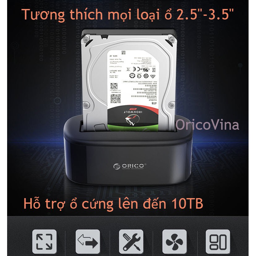 Dock ổ cứng, dock hdd Orico, dùng cho các loại ổ 2.5'' và 3.5''