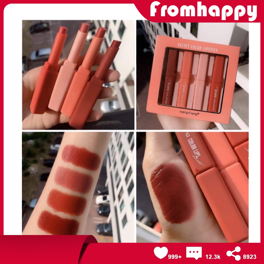 Bộ hộp quà tặng Heng Phường 4 Không thấm nước Không dính Không dính Son môi giữ ẩm Lip Gloss 9104 //Fromhappy | BigBuy360 - bigbuy360.vn