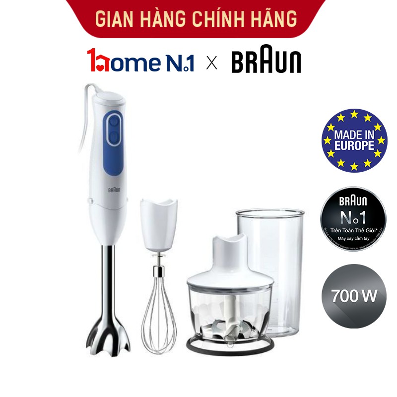 [Mã ELHA22 giảm 5% đơn 300K] Máy xay cầm tay Braun MQ3035 công suất 700W, lưỡi dao sắc bén, thiết kế chống văng.