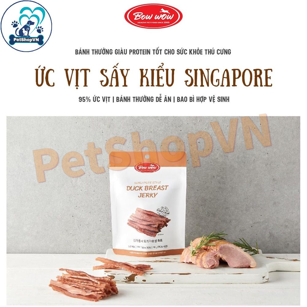 Thịt Sấy Kiểu Singapore Cho Chó Mèo BOWWOW Túi 70G Nhiều Vị