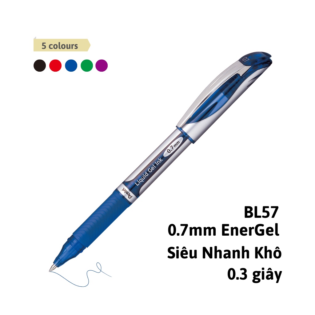 Bút Ký BL57 Pentel Energel Ngòi 0.7mm | Viết Siêu Mượt | Công Nghệ Mực Độc Quyền | Nhanh Khô 1/3 Giây |