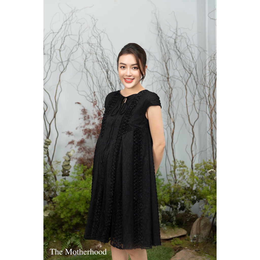 Váy Bầu Thiết Kế Chất Liệu Ren Hoa Hồng 3D Đủ Size Cho Mẹ Bầu Và Sau SinhTừ 47-85kg BELLA MAMA - D126