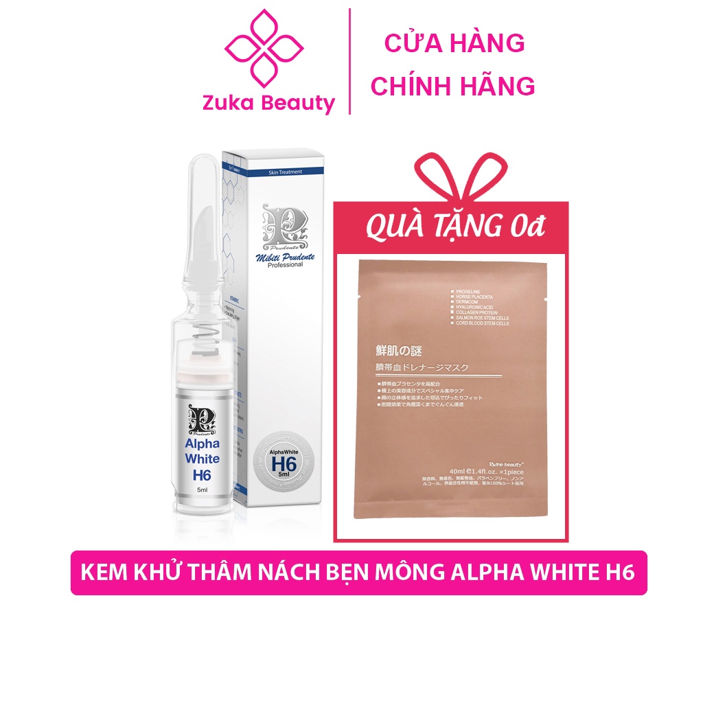 Kem khử thâm nách bẹn mông AlphaWhite H6 từ Nuwhite Mibiti lọ 5ml Zuka Beauty khử thâm vùng nhạy cảm