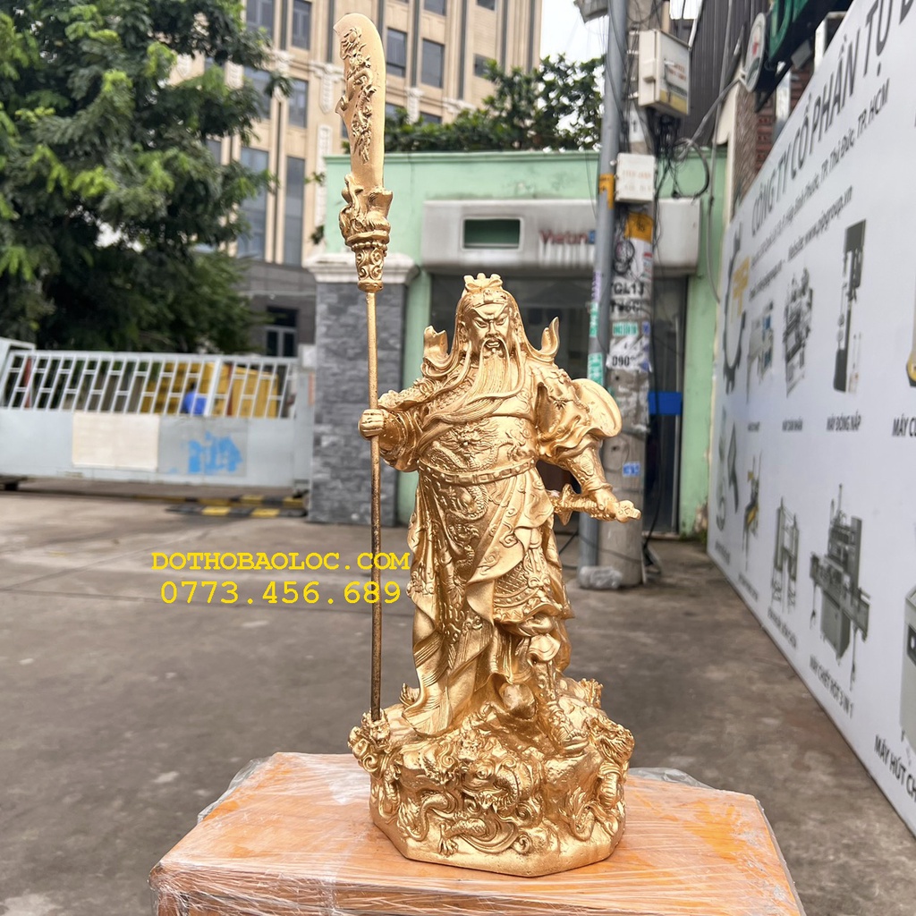 Tượng Quan Công ngũ long bằng bột đá mang lại tài lộc bảo vệ gia chủ cao 38cm ( Quan Vũ )