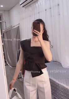 Áo lệch vai xoắn nơ