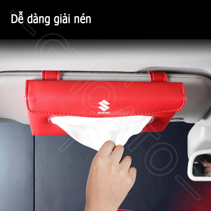 GTIOATO Tấm Che Nắng Ô Tô Hộp Đựng Khăn Giấy Ô Tô Da HộP ĐựNg GiấY TrêN Xe Ô Tô HộP ĐựNg GiấY ĂN TrêN Ô Tô HộP ĐựNg Đồ TrêN Ô Tô Phụ Kiện Xe Hơi Cho Suzuki XL7 Swift Sport Vitara Dzire APV Ertiga Carry Celerio Ciaz Jimny