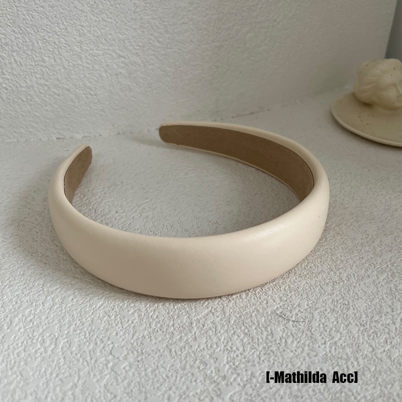 Băng Đô Cài Tóc Bằng Da PU Phong Cách Hàn Quốc Cổ Điển Thời Trang Cho Nữ