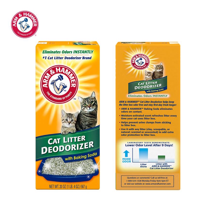 Bột Baking Soda Khử Mùi Hôi Cát Mèo Arm &amp; Hammer Cat Litter Deodorizer