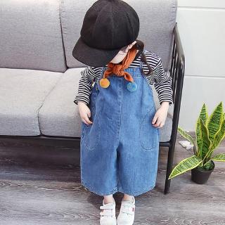 Quần yếm jean ống rộng thời trang cho bé gái