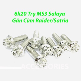Ốc Salaya Inox 304 Cao Cấp 6li20 Trụ Gắn Cùm Tay Côn Tay Ga Sonic Satria Raider... PKPH