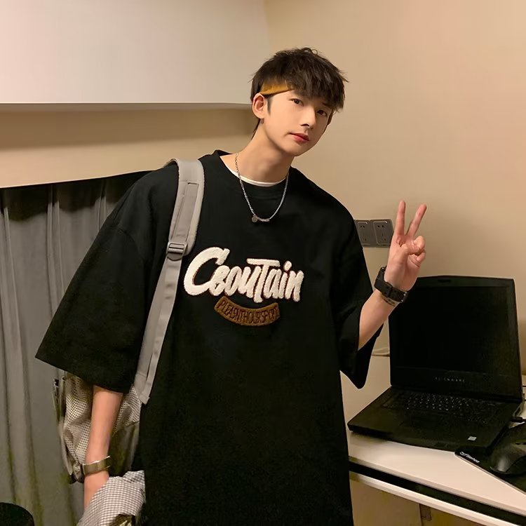 Áo Thun Dáng Rộng In Chữ Phong Cách Hip Hop Đường Phố Hàn Quốc Thời Trang Mùa Hè Cho Nam Và Nữ Cỡ Lớn M-8XL