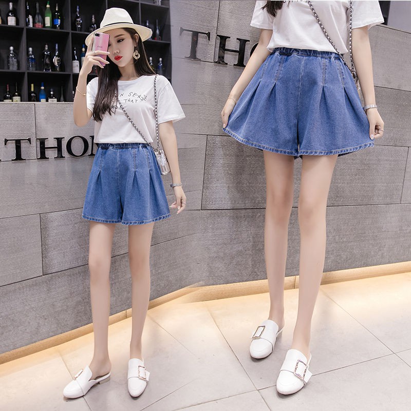 Quần Short Denim Giả Váy Phong Cách Hàn Quốc Dành Cho Nữ 200kg