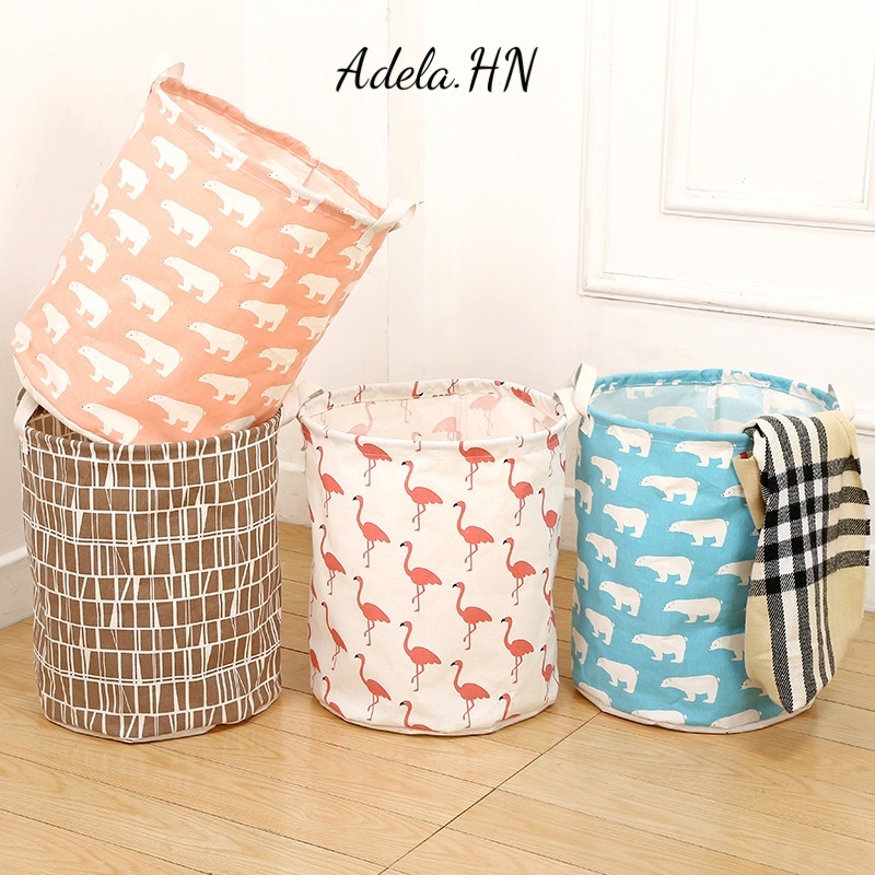 Giỏ đựng đồ Cá Nhân/ Giỏ Vải đựng Quần áo Bẩn, đựng đồ Chơi Trẻ Em Gấp Gọn Chất Liệu Chống Thấm Adela.HN