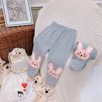 A119 - Quần Dài Bé Gái, Quần Legging Cotton Qc Hình Thỏ Cho Bé Gái