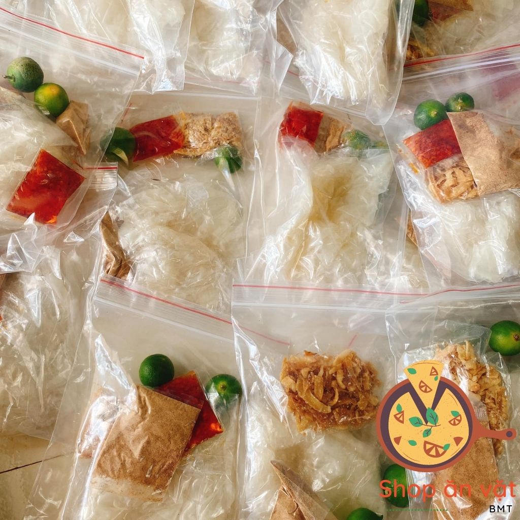 Bánh tráng phơi sương lá chuối nhỏ Bon Bon bánh tráng trộn phơi sương sate tắc hành phi Tây Ninh - 14020072