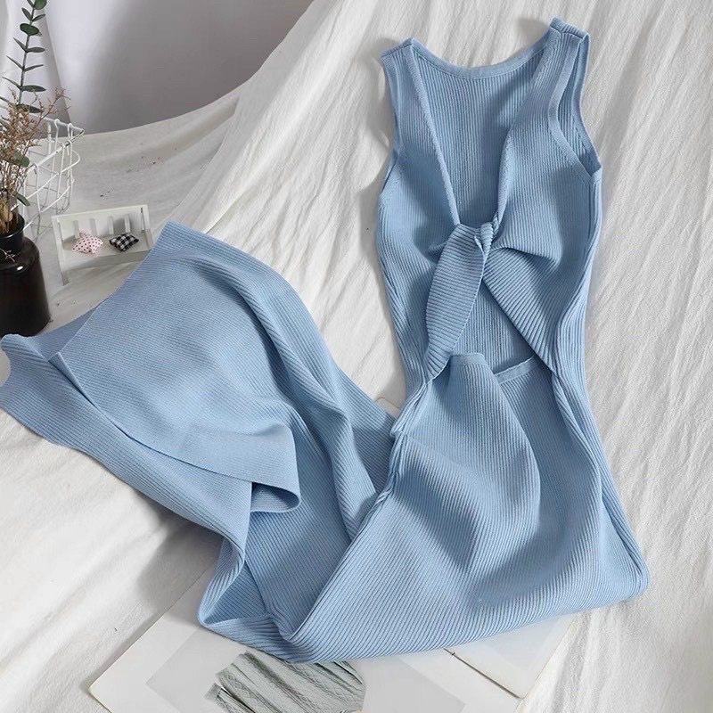 ĐẦM MIDI XẺ TÀ CUTOUT LƯNG XOẮN✨