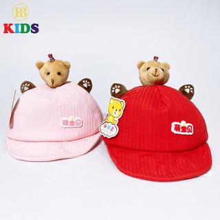 Mũ Phớt ( Lưỡi Trai ) Gấu Xinh / Kiểu Dáng Hàn Quốc 2 Màu Hồng , Đỏ Cho Bé - Thời Trang Trẻ Em BB Kids