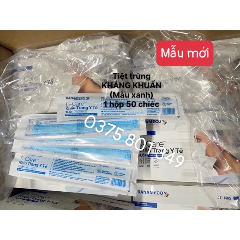 Khẩu trang y tế DANAMECO TIỆT TRÙNG 1 CÁI/GÓI CÓ GIÂÝ LỌC KHÁNG KHUẨN  50 cái/hộp