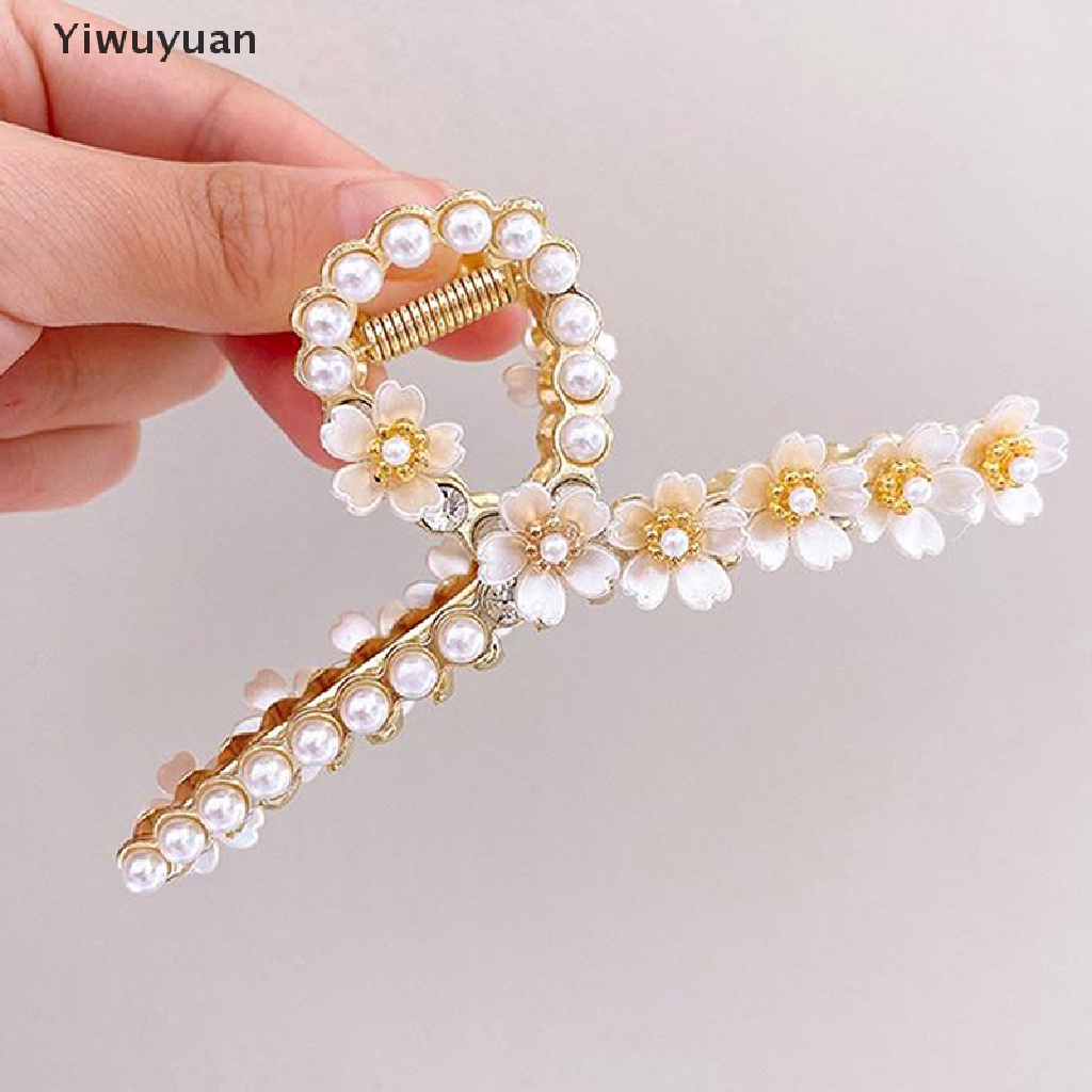 &lt; Yiwuyuan &gt; Kẹp Tóc Càng Cua Đính Hoa Ngọc Trai Phụ Kiện Thời Trang Cho Nữ Đang Giảm Giá