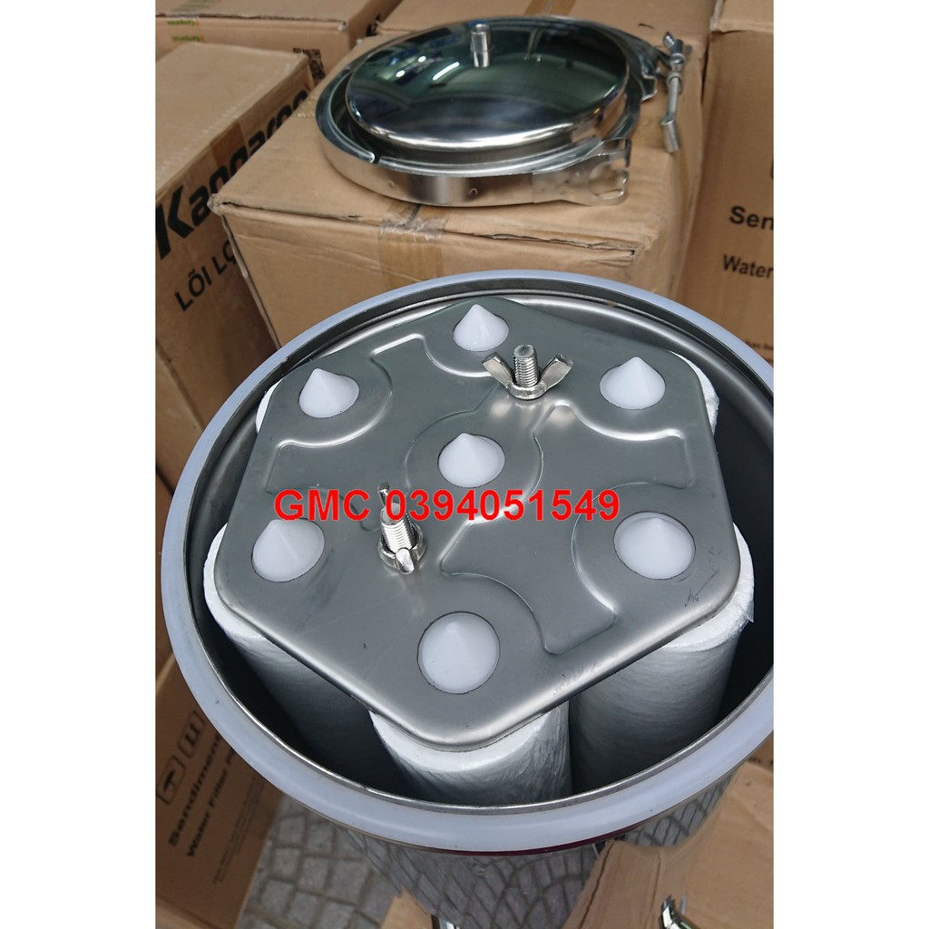Phin lọc inox chứa 7 lõi lọc 20inch , cốc lọc 20inch