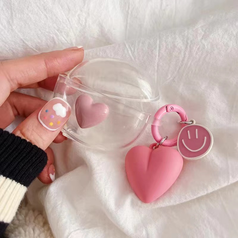 Móc Điện Thoại / Móc Khóa Bằng Resin Màu Trơn Họa Tiết Trái Tim Phong Cách Hàn Quốc