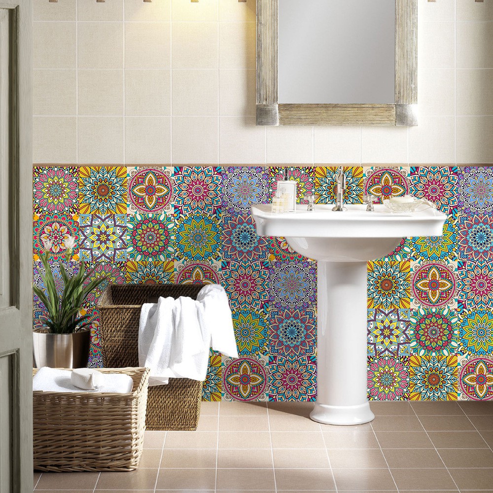 Giấy dán tường họa tiết mandala tự dính chống thấm nước trang trí nhà bếp/phòng tắm | BigBuy360 - bigbuy360.vn