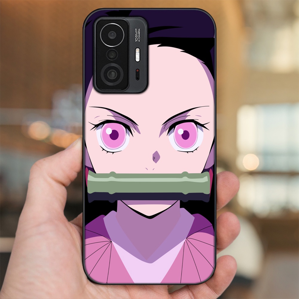 Ốp lưng Xiaomi 11T viền đen in hình Nezuko Kimetsu no Yaiba