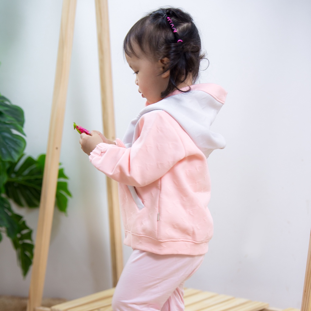 [UALA ROGO] Áo khoác nỉ trần bông phối tai gấu có mũ cho bé 1-3Y Hàng chính hãng
