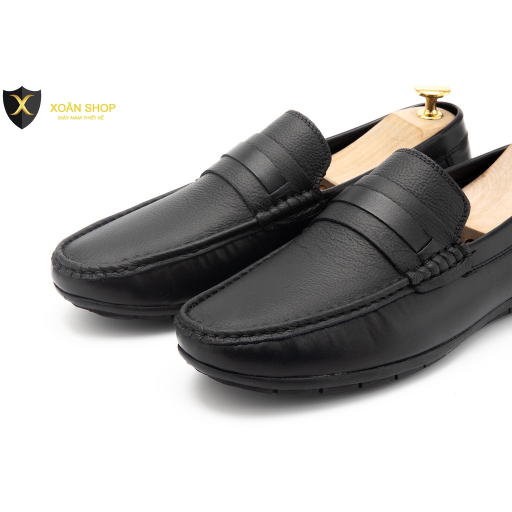 Giày Moca Nam Giày Mọi Nam Đế Bệt Siêu Bền Đẹp XOĂN SHOP Da Bò Thật Size 38 Đến 43 Màu Đen Bảo Hành 24 Tháng - M018