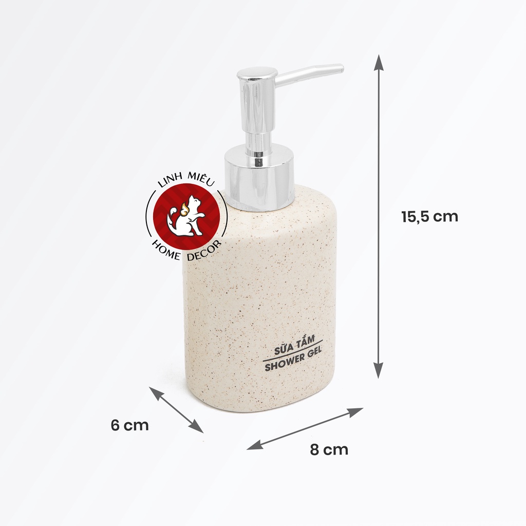 Bình sứ oval đựng nước rửa tay, dầu gội, sữa tắm cho nhà tắm sang trọng