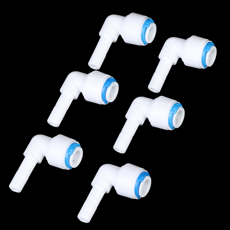6Pcs Water Filter Connectors Plastic Pipe Fitting Elbow 1/4"-1/4" OD Hose Pipe