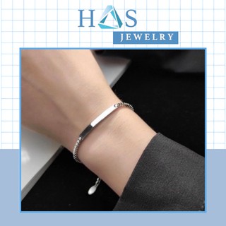 Lắc tay bạc H.A.S hình bản Unisex - Lắc tay chuẩn bạc