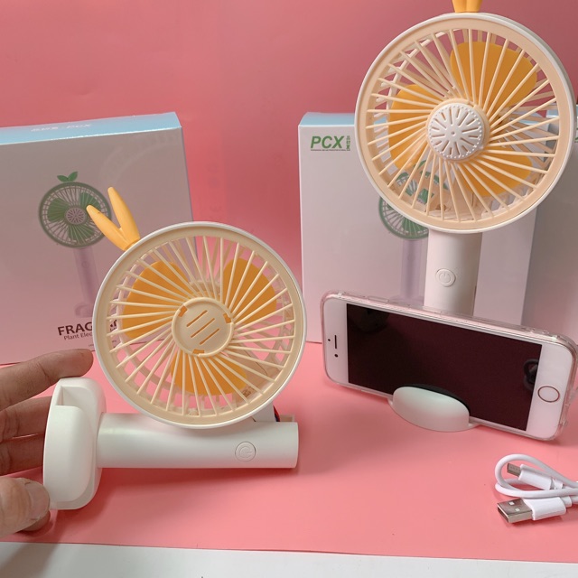 Quạt mini cầm tay 2 cấp độ có đèn led, quạt kèm giá đỡ điện thoại gấp gọn #5