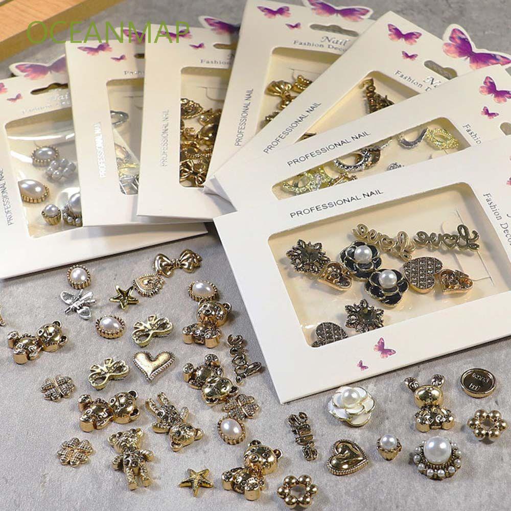 Set 10 phụ kiện nhiều kiểu dáng 3D hỗn hợp trang trí thủ công cho móng tay xinh xắn