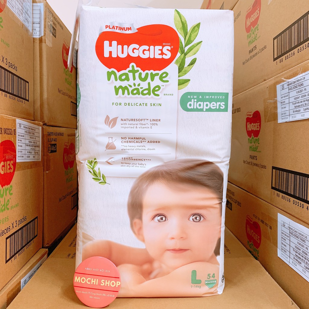 [HÀNG CHÍNH HÃNG CTY] Bỉm HUGGIES PLATINUM NATURE MADE size M58/L44/XL 38/XXL26/S82/NB60