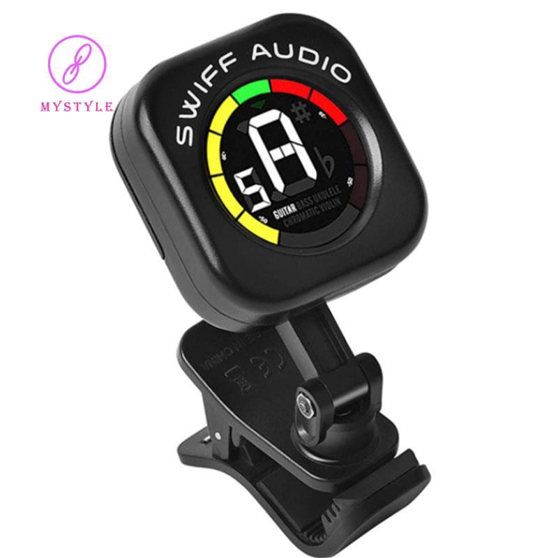 SWIFF AUDIO Guitar Tuner, Clip-on Tuner for Guitar, Bass, Violin, Chromatic Tuning, 360 Degree Rotating with LCD Display