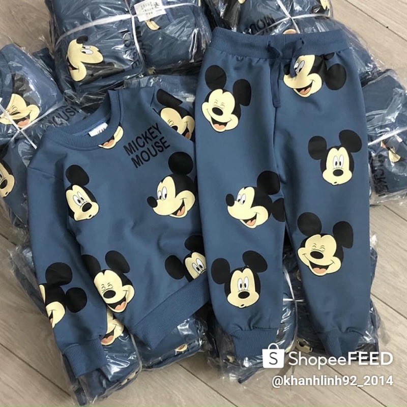 BỘ NỈ H&M HÌNH CHUỘT MICKEY CHO BÉ