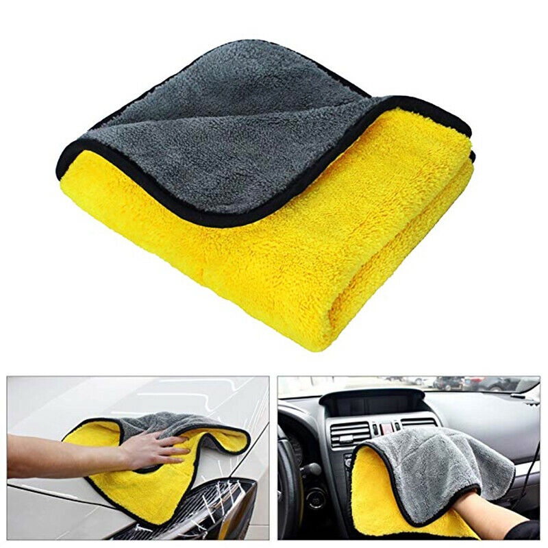 Khăn lau xe hơi bằng lông cừu san hô dày dặn hai màu 30x30cm không màu cọ rua xe dụng cụ rửa xe bao tay rửa xe dụng cụ rửa xe máy