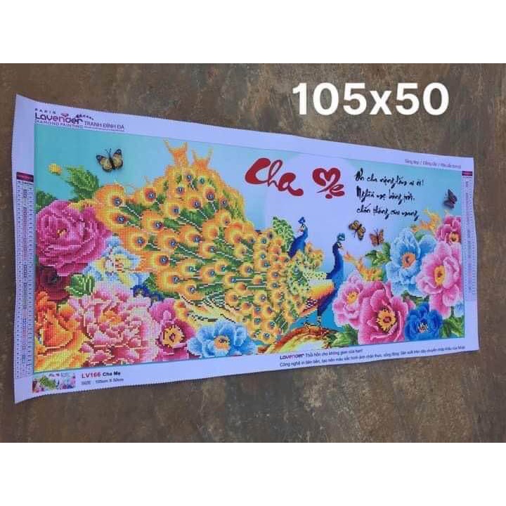 Tranh đính đá cha mẹ KT:105x50cm. Tranh gắn đá chưa gắn