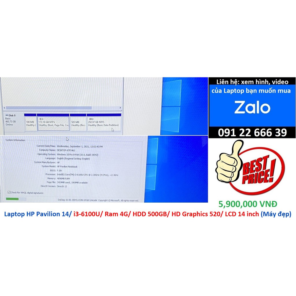 Laptop HP Pavilion 14/ i3-6100U/ Ram 4G/ HDD 500GB/ HD Graphics 520/ LCD 14 inch (Máy đẹp) | BigBuy360 - bigbuy360.vn