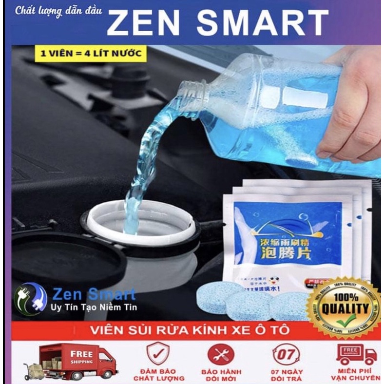 Viên Sủi Rửa Kính Xe Ô tô - Viên Pha Nước Rửa Kính Xe - Làm Sạch Vết Bẩn Trên Kính -1Viên = 4 Lít nước