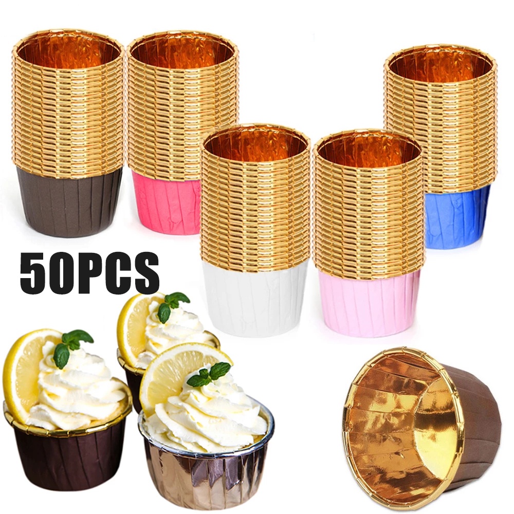 Set 50 Cốc Giấy Nhôm Làm Bánh Cupcake