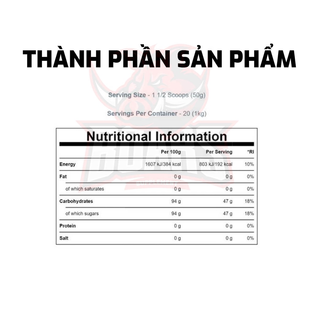 Myprotein 100% Maltodextrin Carbs, Cung cấp năng lượng, Carb GI cao trước tập luyện