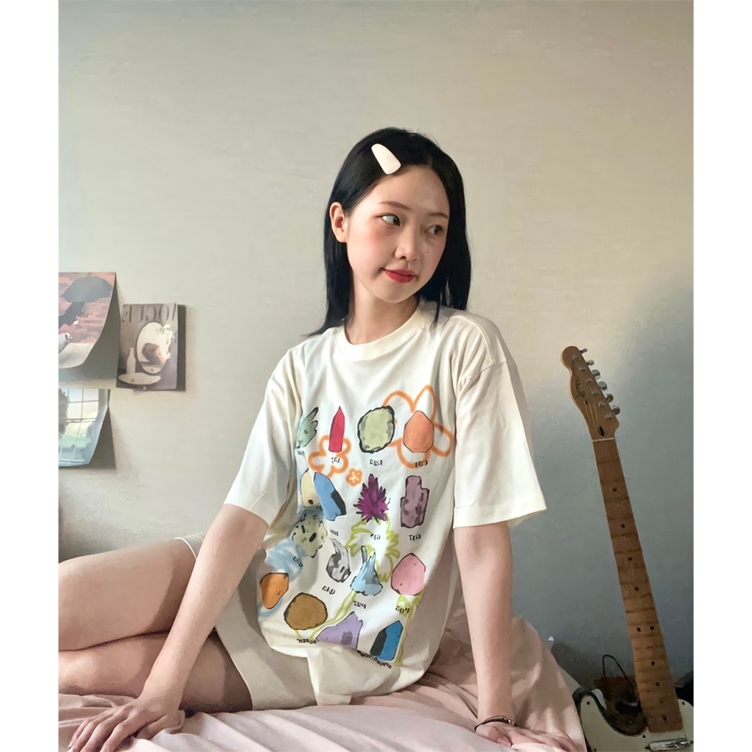 NRVP Áo Thun Cổ Tròn Oversize Thời Trang Hàn Quốc 2022 Cho Nữ