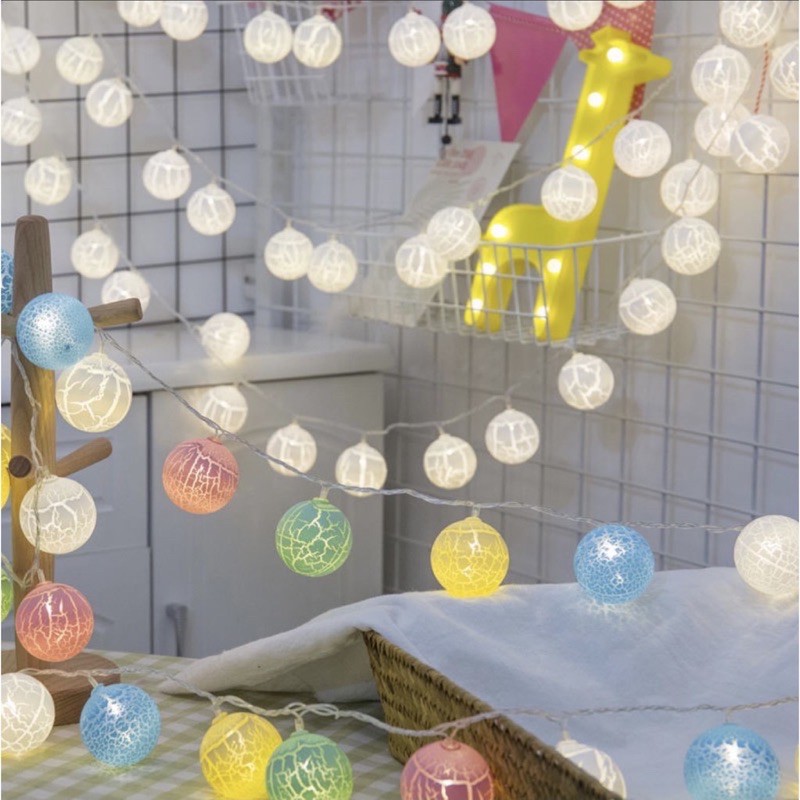 Dây Đèn Led Trang Trí 16 Bóng Hình Trứng Nứt Trang Trí Tết,Decor Không Gian Siêu Đẹp, Bóng Tự Đổi Màu Dài 4m