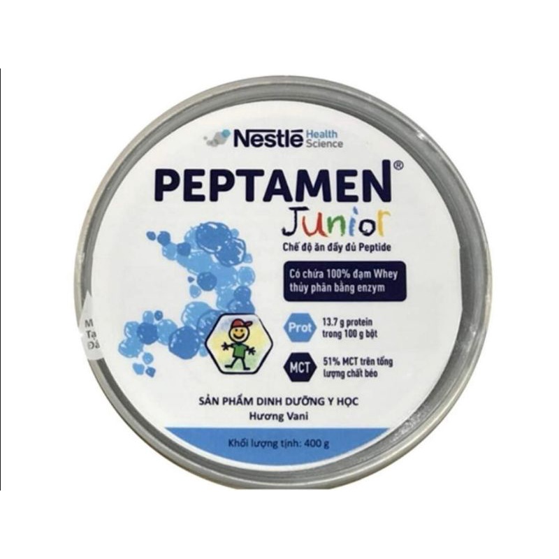 Sữa peptamen Junior 400g cao năng lượng cho trẻ suy dinh dưỡng, chậm tăng cân, bệnh nặng, nuôi ăn tĩnh mạch