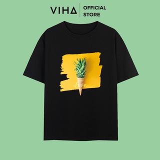 Áo thun unisex form rộng chất vải cotton 100% thoáng mát, dày dặn hai màu đen trắng full size hình dứa