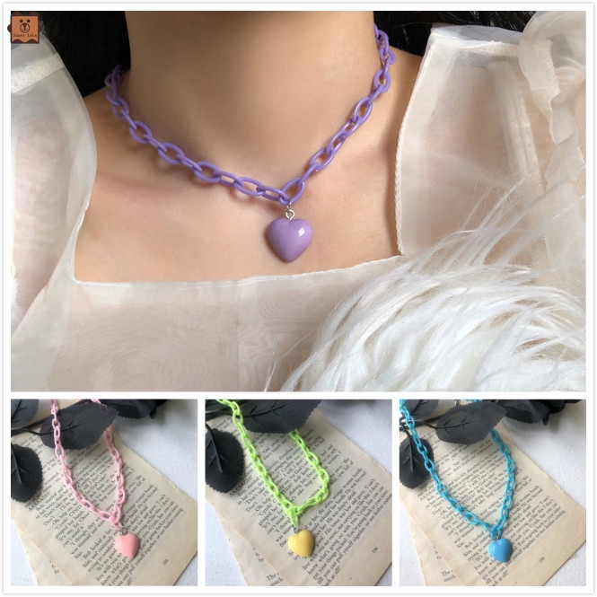 Dây Chuyền Acrylic Mặt Hình Trái Tim Xinh Xắn Cho Nữ